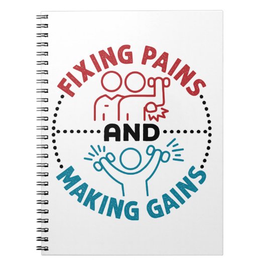 Physiotherapeut, der Schmerzen behebt und Schmerze Notizblock (Vorderseite)