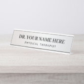 Physiotherapeut einfache Silber und Schwarz Büro Schreibtischnamensplakette (Vorderseite )