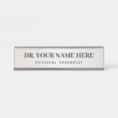Physiotherapeut einfache Silber und Schwarz Büro Schreibtischnamensplakette (Vorderseite )