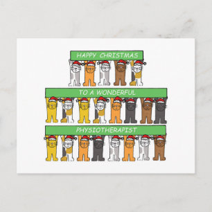 Physiotherapeut Happy Christmas Cartoon Katzen Feiertagspostkarte