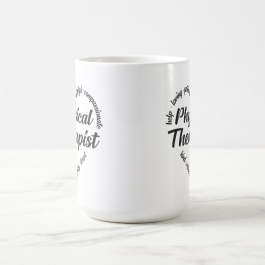 Physiotherapeut Herz-Wort Cloud Kaffeetasse (Mittel)