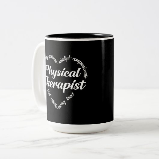 Physiotherapeut Herz-Wort Cloud Zweifarbige Tasse (Vorderseite Links)