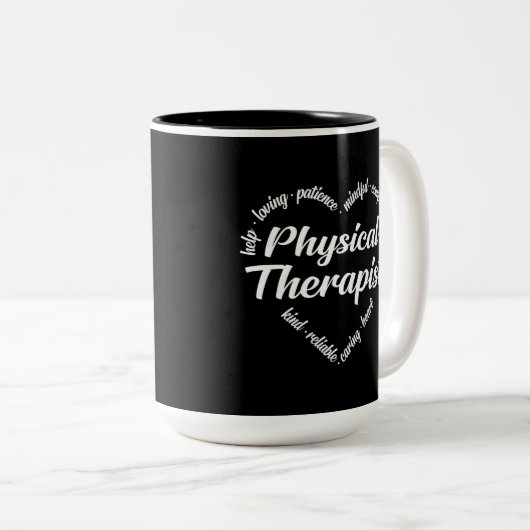 Physiotherapeut Herz-Wort Cloud Zweifarbige Tasse (VorderseiteRechts)