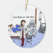 Physiotherapeut, lange schwarze Haare Keramik Ornament (Links)