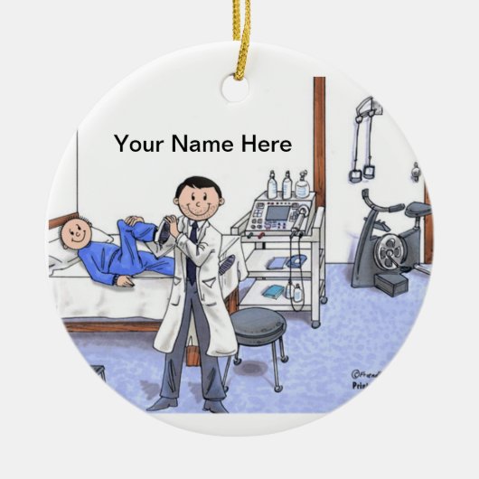 Physiotherapeut, männlich - leichter Bart Keramik Ornament (Vorne)