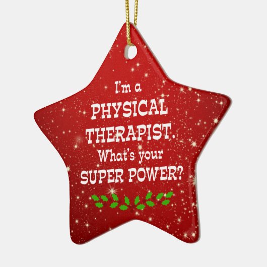 Physiotherapeut Super Power, Weihnachtsdesign Keramik Ornament (Links)