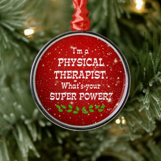 Physiotherapeut Super Power, Weihnachtsdesign Ornament Aus Metall (Baum)