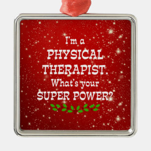 Physiotherapeut Super Power, Weihnachtsdesign, Ornament Aus Metall