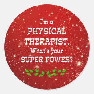 Physiotherapeut Super Power, Weihnachtsdesign, Runder Aufkleber