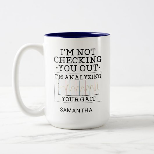 Physiotherapeut überprüft Sie nicht den Beutel Zweifarbige Tasse (Links)