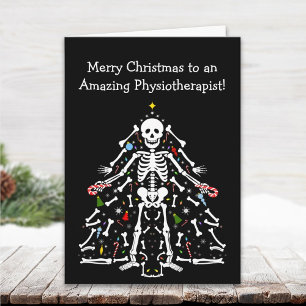 Physiotherapeut Weihnachtsbaum Skelett Karte