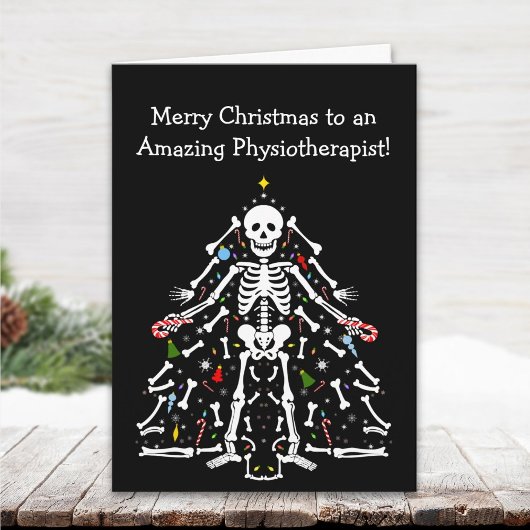 Physiotherapeut Weihnachtsbaum Skelett Karte