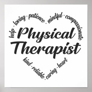 Physiotherapeutin HerzWord Cloud Poster