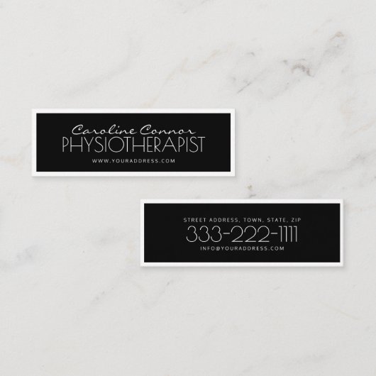 Physiotherapeutin Schwarz-Weiß-Karte Mini Visitenkarte (Vorne/Hinten)