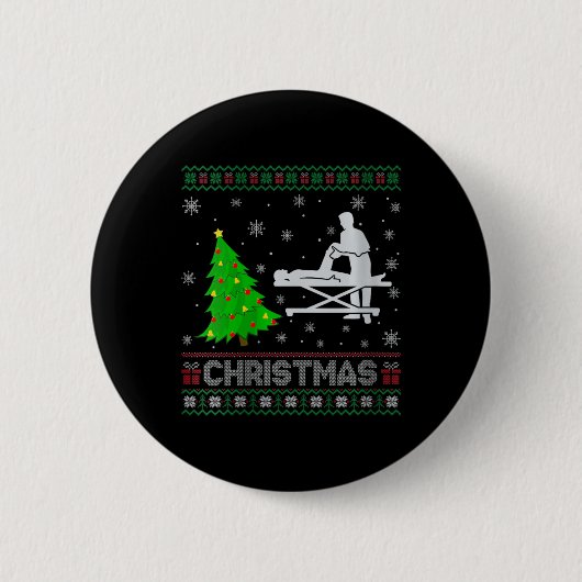 Physiotherapeutin Xmas Tree Lighting Ugly Button (Vorderseite)