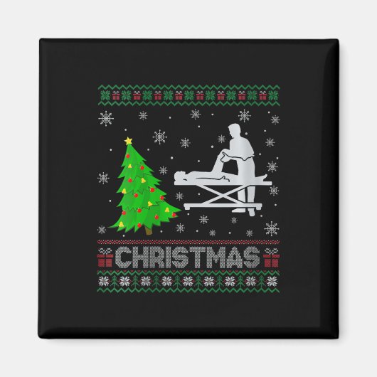 Physiotherapeutin Xmas Tree Lighting Ugly Magnet (Vorne)