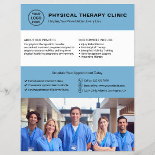Physiotherapie Klinik Blau Logo Foto QR Flyer