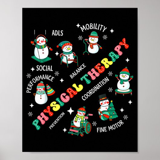 Physiotherapie Weihnachtsmann Schneemann Pt Physio Poster (Vorne)