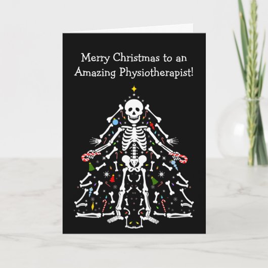 Physiotherapist Merry Christmas Tree Skeleton Karte (Vorderseite)