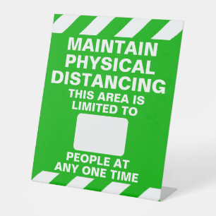 Physische Distanzierung Max. Belegung Sockelschild
