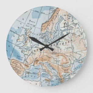 Physische Karte von Europa (1916) Große Wanduhr