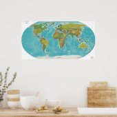 Physische und politische Weltkarte Poster (Küche)