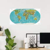 Physische und politische Weltkarte Poster (Heimbüro)