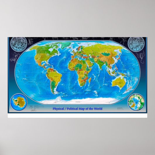 Physische und politische Weltkarte Poster (Vorne)