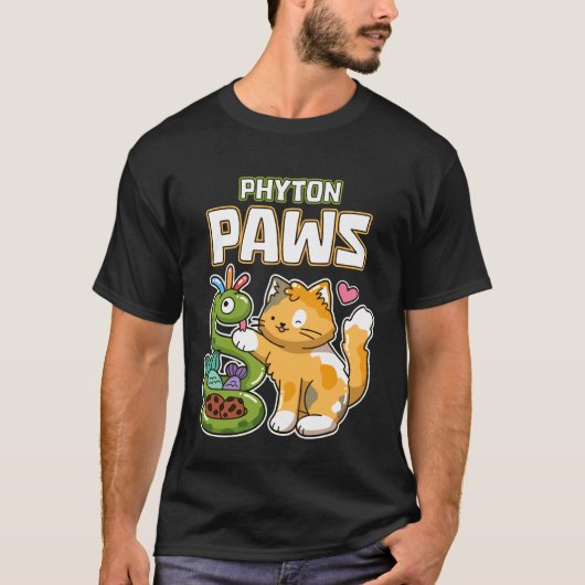 Phyton Pfoten Lustige Katze Schlange Python Progra T-Shirt (Vorderseite)