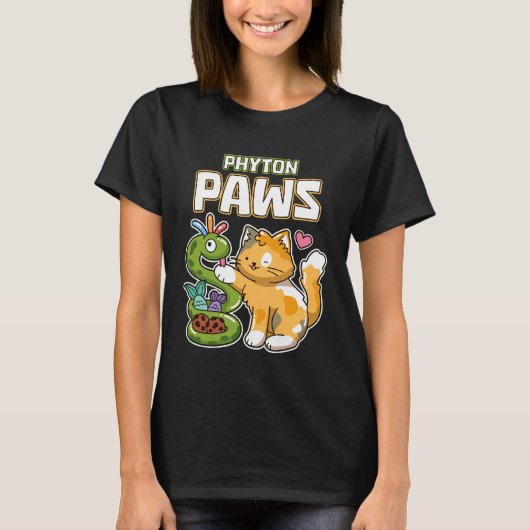 Phyton Pfoten Lustige Katze Schlange Python Progra T-Shirt (Vorderseite)