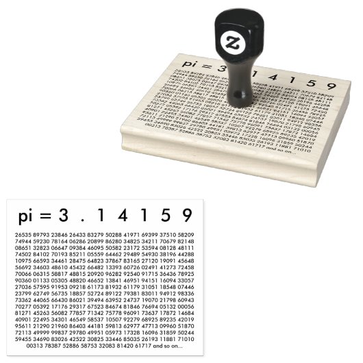 pi= 3.14159 Black White Math Science pi Day Digita Gummistempel (Stempel)