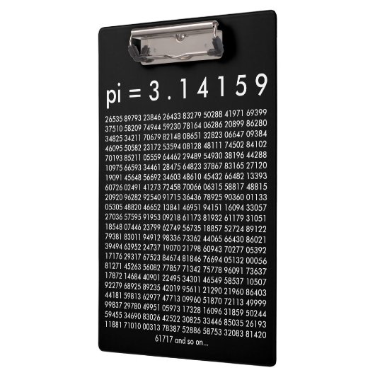 pi= 3.14159 Black White Math Science pi Day Digita Klemmbrett (Links)