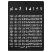 pi= 3.14159 Black White Math Science pi Day Digita Klemmbrett (Rückseite)