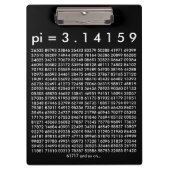 pi= 3.14159 Black White Math Science pi Day Digita Klemmbrett (Vorderseite)