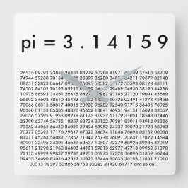 pi= 3.14159 Black White Math Science pi Day Digita Quadratische Wanduhr