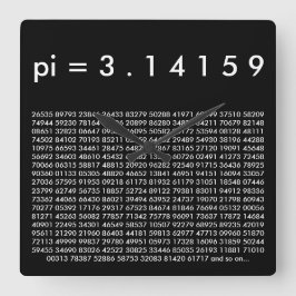 pi= 3.14159 Black White Math Science pi Day Digits Quadratische Wanduhr