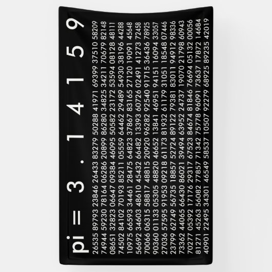 pi= 3,14159 Schwarz-weiße Banner (Vertikal)