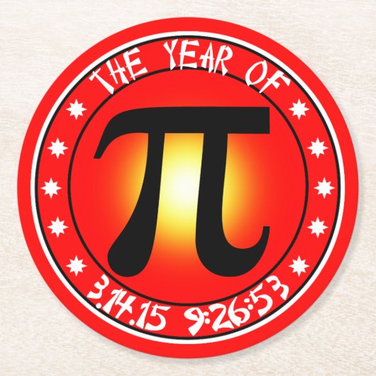 Pi 3/14/15 Jahr 9:26:53 Runder Pappuntersetzer (Vorderseite)