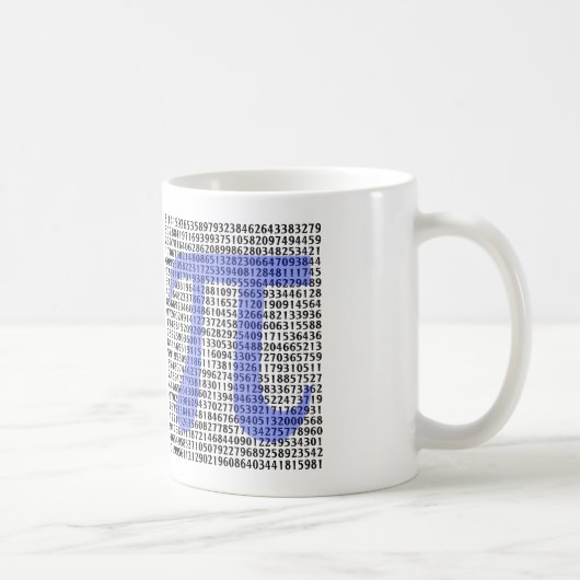 Pi 3.14 bis Hundert Ziffern Kaffeetasse (Rechts)