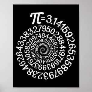 Pi = 3,14 Spiral Mathe Science Geek 3,14 Pi Day St Poster