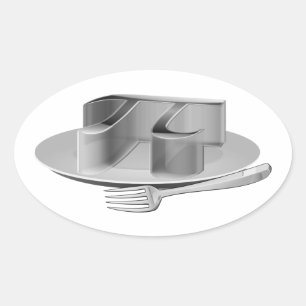 Pi auf einem Silberplatter Ovaler Aufkleber