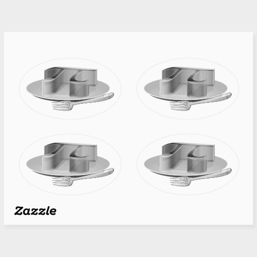 Pi auf einem Silberplatter Ovaler Aufkleber (Blatt)