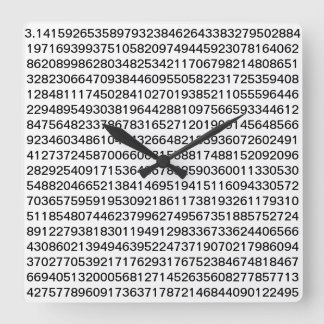 PI CLOCK QUADRATISCHE WANDUHR
