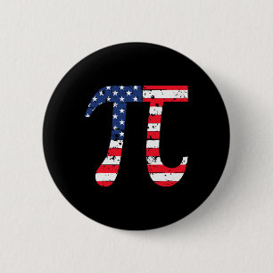 Pi Day American Flag Patriotic Mah Nerd Geek 3.14 Button