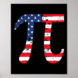 Pi Day American Flag Patriotic Mathe Nerd 3.14 Fun Poster