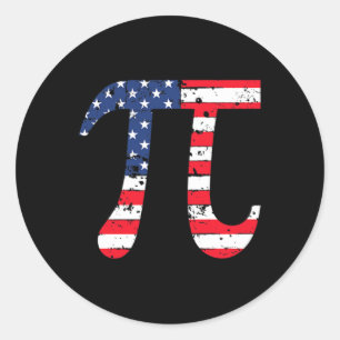 Pi Day American Flag Patriotic Mathe Nerd 3.14 Fun Runder Aufkleber