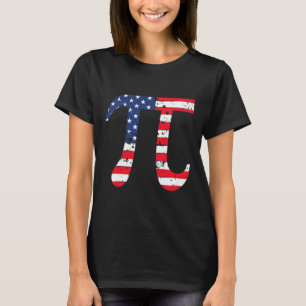 Pi Day American Flag Patriotic Mathe Nerd 3.14 Fun T-Shirt