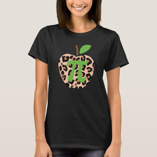 Pi Day Apple Leopard Math Geek Green Teacher T-Shirt (Vorderseite)