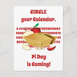 Pi Day Apple Pie Cartoon Rote Zahlen Postkarte