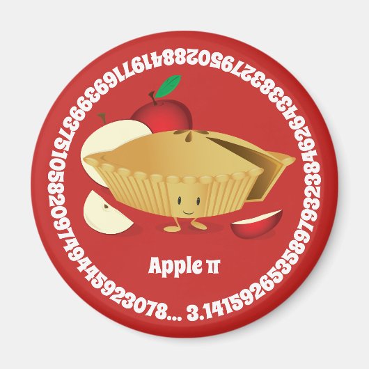 Pi Day Apple Pie Cartoon Zeichennummern Magnet (Vorne)